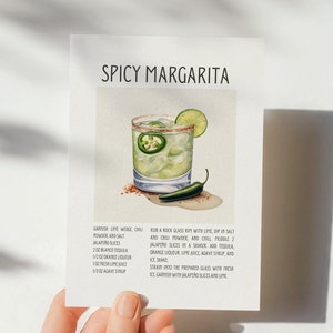Scheda ricetta cocktail Margarita piccante Stampa ricetta cocktail Scheda Marg piccante Download immediato Scheda ricetta stampabile Scheda cocktail Margarita