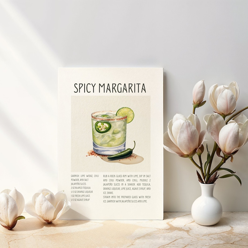 Spicy Margarita Sign Cocktail Recipe Card Spicy Marg Instant Download ...