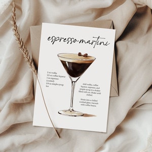 Espresso martini recipe card