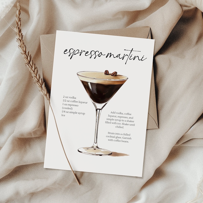 Espresso martini recipe card