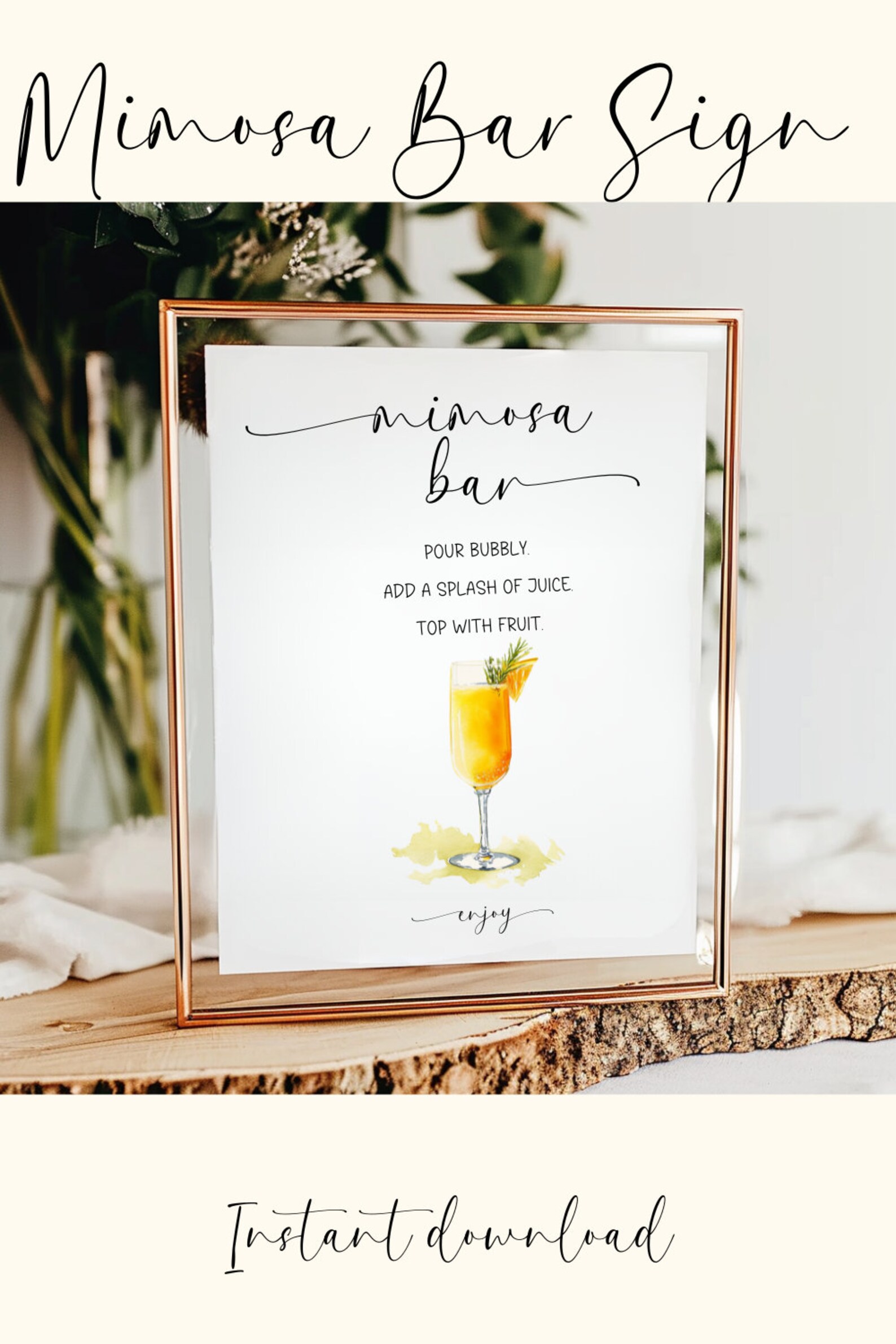 Printable Mimosa Bar Sign Cocktail Bar Cocktail Bar Sign Wedding Decor Wedding Bar Forest ...