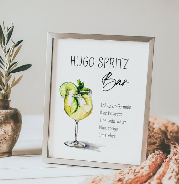 Hugo Spritz Bar Sign Editable Hugo Spritz Cocktail Card Cocktail