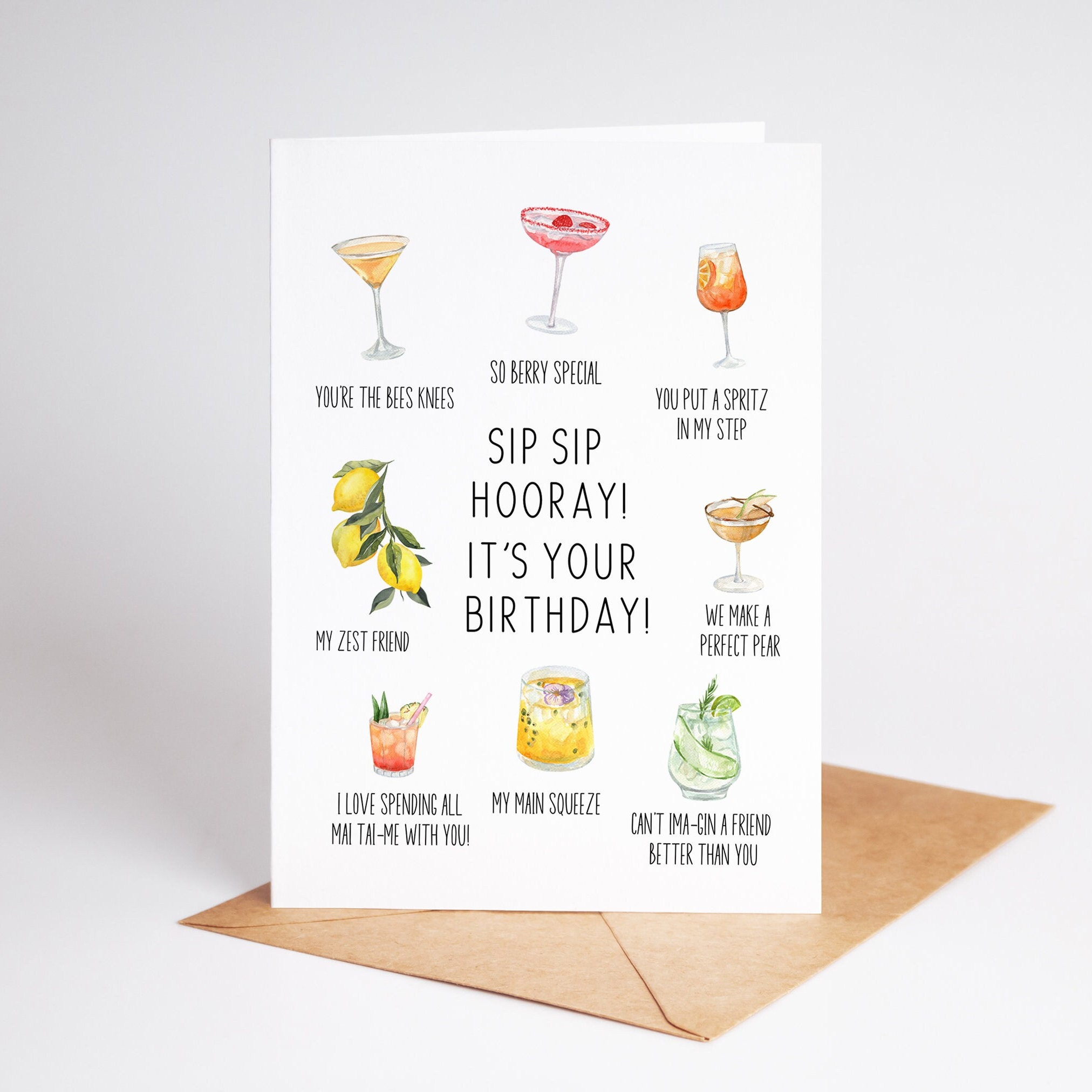 Paperlink Geburtstagskarte Für Frauen - Cocktail Design Mit Goldfolie