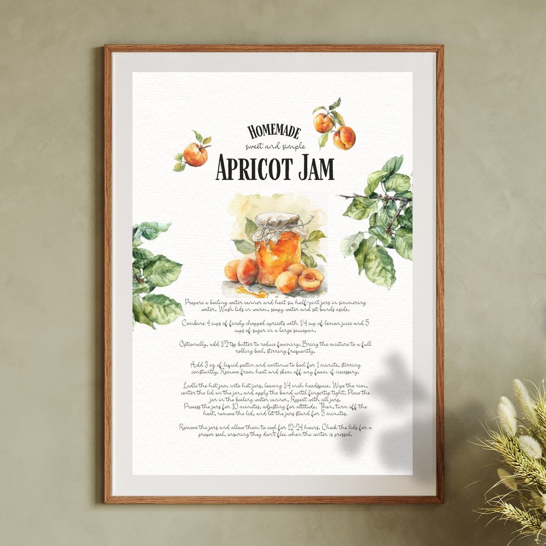 Illustrated Recipe Food Illustration Farm Kitchen Printable Farmhouse Wall Decor Cottagecore