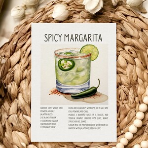 Spicy Margarita Sign Cocktail Recipe Card Spicy Marg Instant Download Printable Recipe Card ...