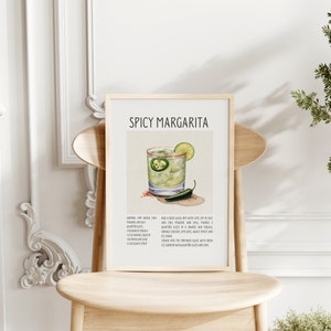 Spicy Margarita Sign Cocktail Recipe Card Spicy Marg Instant Download Printable Recipe Card ...