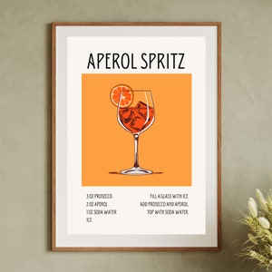 Aperol Spritz Cocktail Druck Cocktail Poster Download Aperol Spritz Geschenk Retro Druck Aperol Spritz Druck Cocktail Poster Cocktail Poster