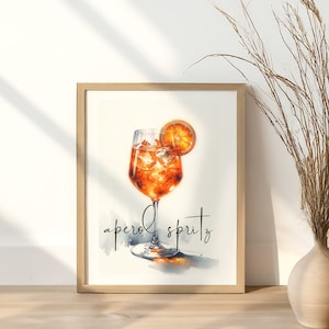 Aperol Spritz Cóctel Arte Impresión Aperol Spritz Arte Bar Carro Decoración Imprimible Bar Arte Aperol Spritz Cartel Cóctel Cartel Descargar