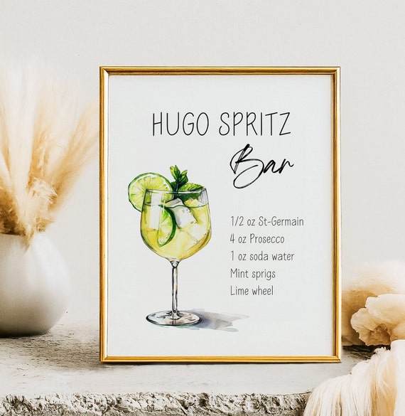 Hugo Spritz Bar Sign Editable Hugo Spritz Cocktail Card Cocktail