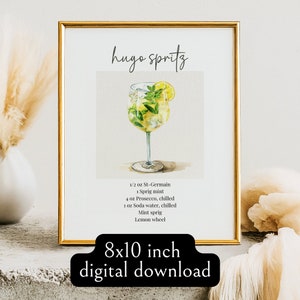 20 x 10 pouces impression numérique Hugo Spritz Hugo Spritz Cocktail imprimable téléchargement numérique impression à la maison Cocktail Art