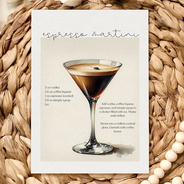 Espresso Martini Rezept Espresso Martini Karte Cocktailrezepte Cocktailrezept Bar Warenkorb Digitaler Download druckbare