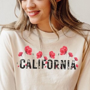 California Shirt California Poppy Shirt CA Poppies Wildflowers Shirt Poppy Flowers California Comfort Colors Long Sleeve Shirt CA Tshirt
