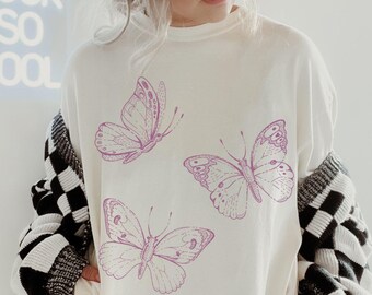 Butterfly Shirt: Comfort Colors Tee, Vintage Cottagecore Style