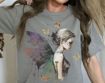 Fairycore T-Shirt: Luna Moth & Butterfly Graphic, Comfort Colors Tee