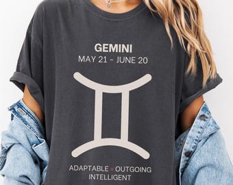 Comfort Colors Gemini Zodiac Sign Shirt: Birthday Gift Tee