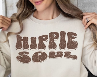 Hippie Soul Sweatshirt: Retro Boho Graphic, Distressed Vintage Look