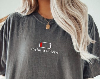 Social Battery Shirt: Introvert Comfort Colors Graphic Tee