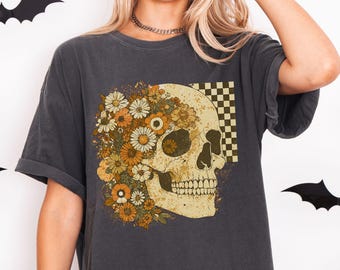 Comfort Colors Floral Skeleton Halloween Shirt: Spooky Season Tee