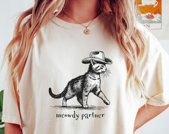 Meowdy Partner Cat Shirt: Cowboy Western Comfort Colors Tee