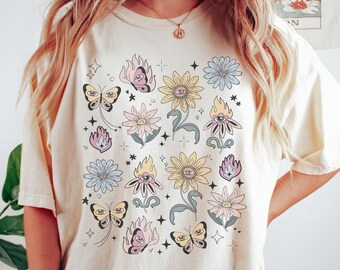 Mystical Butterflies Comfort Colors Shirt: Evil Eye Floral Tee
