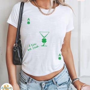 St. Patrick's Y2K Baby Tee Martini Aesthetic Shirt Shamrock 90s Baby Tee Downtown Girl St Patty's Day Baby Tee A Tini Bit Irish