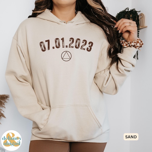 Soberversary Hoodie: Personalized Distressed Recovery Gift, AA Sobriety Sweatshirt