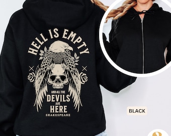 Shakespeare Zip Up Hoodie: The Tempest Dark Academia Goth Grunge