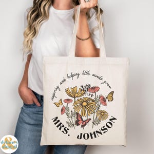 Teacher Appreciation Gift Canvas Tote Bag Custom Teacher Gift Personalized Gift For Teacher Tote Reusable Bag School Campus Bag