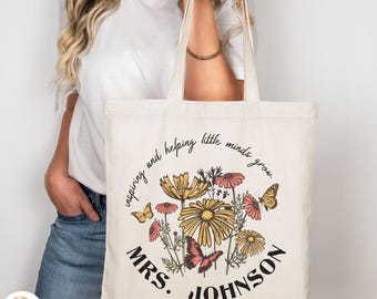 Teacher Appreciation Gift Canvas Tote Bag Custom Teacher Gift Personalized Gift For Teacher Tote Reusable Bag School Campus Bag
