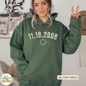 Custom Soberversary Hoodie Recovery Sweatshirt Sober Birthday Gift Sobriety Date Shirt Gildan Hoodie NA Normalize Sobriety Sweater