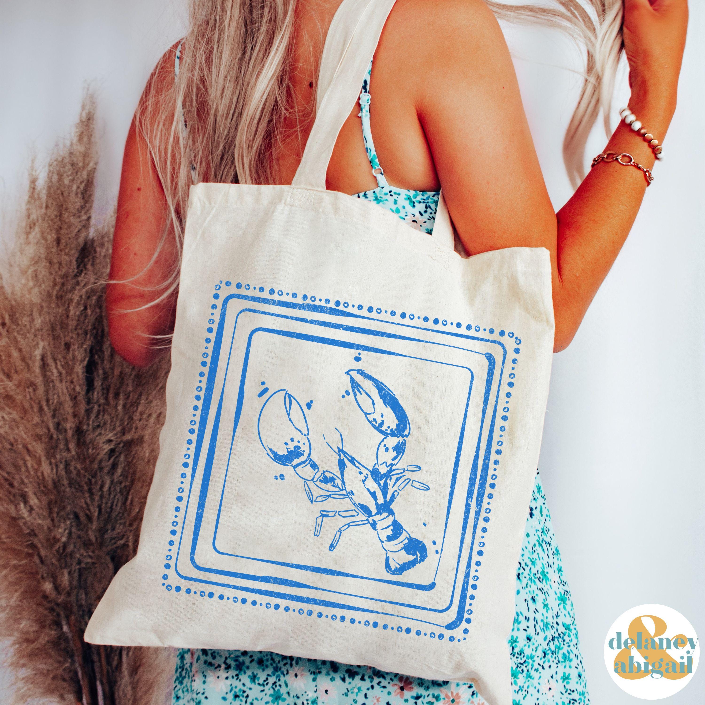 ロブスタートートバッグ：ビーチ風のコースタルキャンバスショッパー