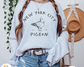 NYC Pigeon Sweatshirt: Distressed Urban Style, New York Gift