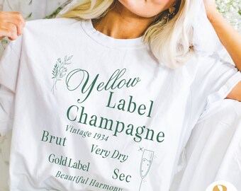 Champagne Shirt Yellow Label Champagne TShirt Brut Champagne Fashion T-Shirt Old Money Aesthetic Shirt Champagne Problems Comfort Colors