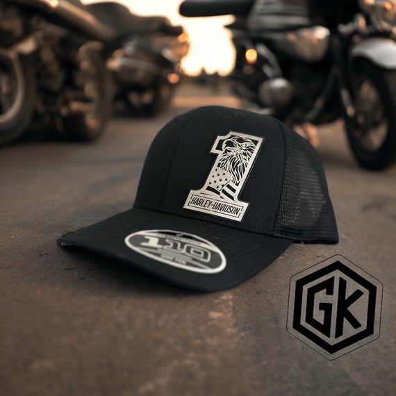 Harley Davidson Custom Leather Patch Trucker Hat - Main Image