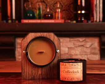Coffeelock | Brazilian Coffee, Cane, and Vanilla | 100% Soy Wax Candle | Wooden Wick | 8 oz. | Fantasy Themed | D&D | Hoosier Handcrafted