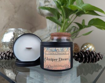 Juniper Dream | Frosted Juniper | 100% Soy Wax Candle | Wooden Wick | 8 oz. | Winter | Holiday | Luxury Christmas Gift | Hoosier Handcrafted