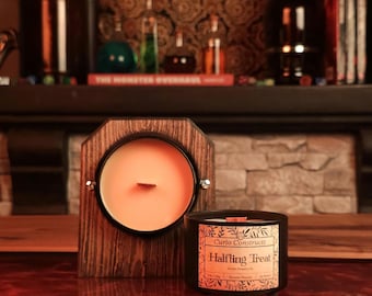 Halfling Treat | Vanilla Pumpkin Pie | 100% Soy Wax Candle | Wooden Wick | 8 oz. | Fantasy Themed | Dungeons & Dragons | Hoosier Handcrafted