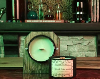 Moonlit Monastery | Bamboo, Jasmine, Vetiver & Musk | 100% Soy Wax Candle | Wooden Wick | 8 oz | Fantasy Themed | Monk | Hoosier Handcrafted
