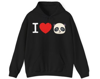 I LOVE PANDAS Sweatshirt à capuche unisexe en mélange épais