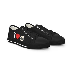 Men&#39;s Black Low Top I LOVE PANDAS Sneakers