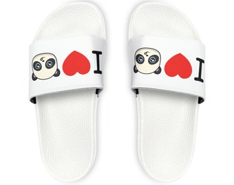 Youth I LOVE PANDAS White Slide Sandals