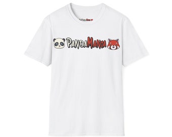 May include: White t-shirt with a panda and red panda illustration and the text "PANDA MANIA" printed on the front.