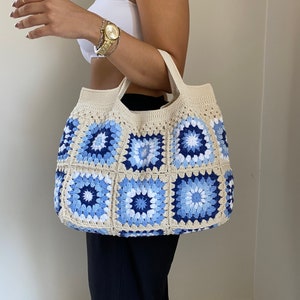Sac carré grand-mère, sac fourre-tout mauvais œil, sac à main au crochet, sac cabas esthétique, sac à main fille au crochet, sac à main carré grand-mère, sac market