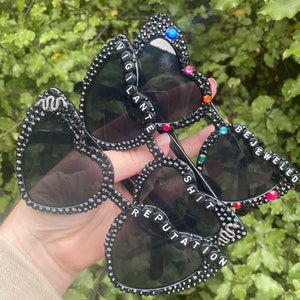 Eras tour custom rhinestone heart shaped sunglasses