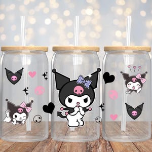 Kuromi Glass Cup Tumbler, Iced Coffee Cup, Personalized,aesthetic