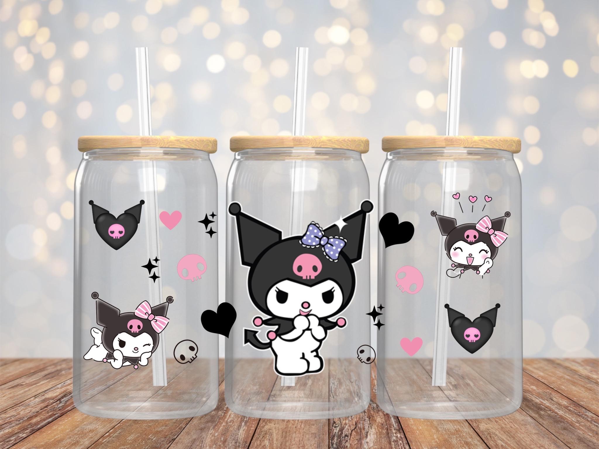 Kuromi Glass Cup Tumbler, Iced Coffee Cup, Personalized,aesthetic