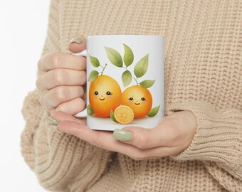Smiling Oranges セラミックコーヒーマグ – 気分を高揚させるギフト、11オンス