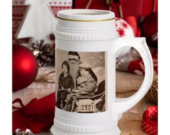 White Elephant Gift, Vintage Christmas, Picture with Santa, X-Max Mug, Christmas Beer Stein, Funny Christmas Present, Holiday Coffee Cup