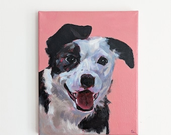 Custom Pet Portrait Painting from Photo, Hand Painted Dog or Cat Painting on Canvas, Hand Painted and Ready to Hang