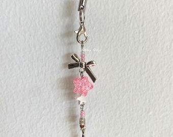 Y2K Phone Charm, Bow Aesthetic Phone Accessories, Gifts for Her, Coquette Phone Charm, Handmade Beaded Keychain, Bag Charm,Star Camera Charm